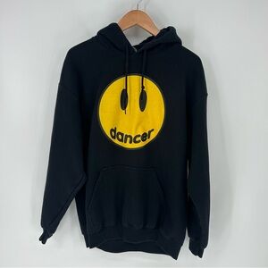 Gildan Black Hoodie with Yellow Dance Smiley Face